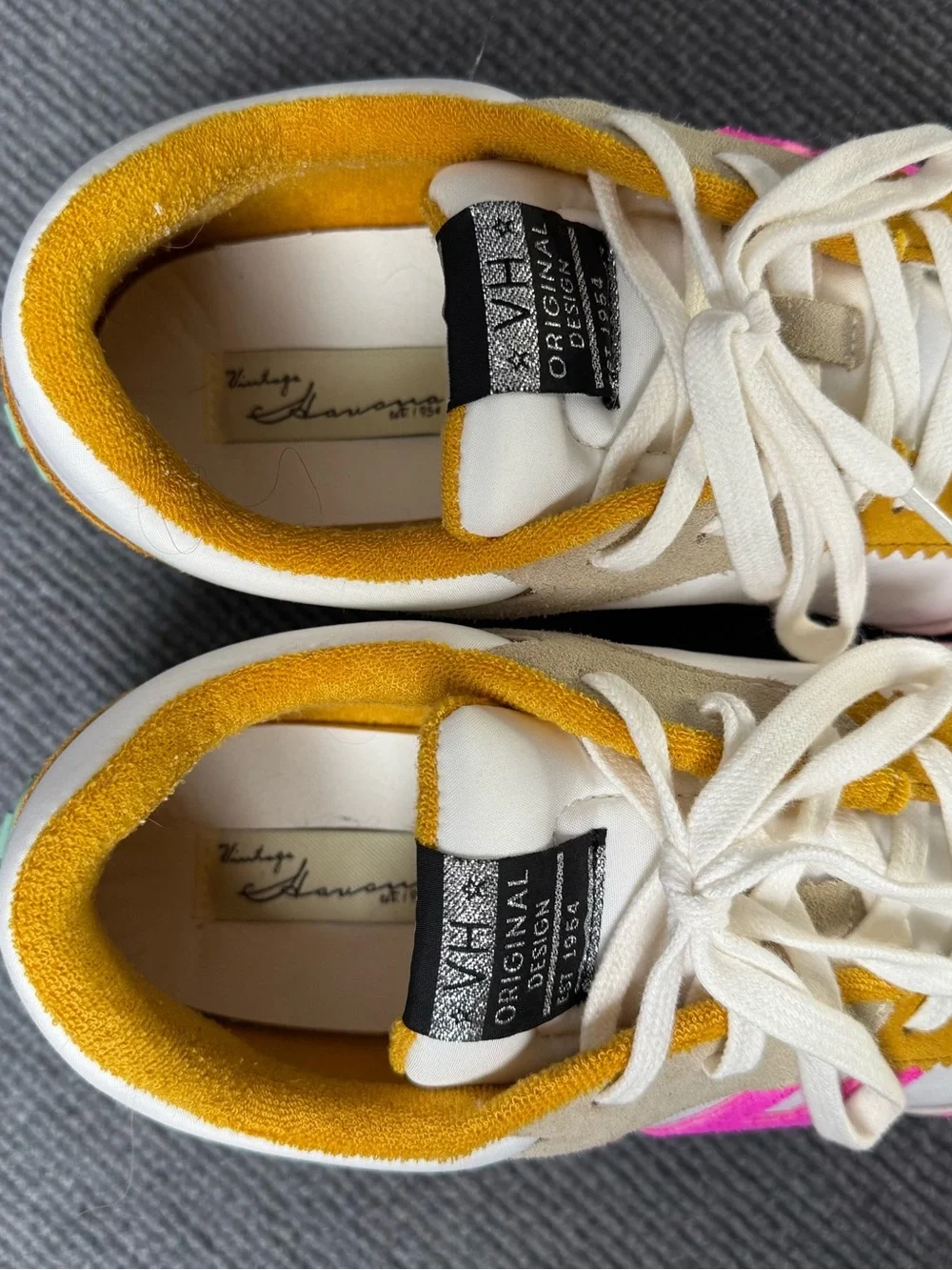 Vintage Havana Cosmic 9 Womens Size 11 Mustard Neon Pink Suede Sneakers